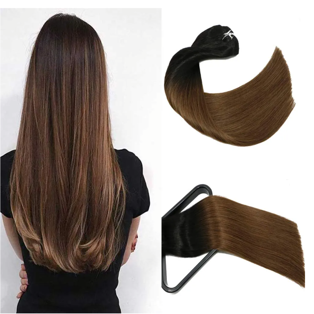 Long Layered Ombre Brown wig Synthetic Hair Fiber Highlight Multicolor Wigs for White Women (Ombre Brown)