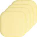 Sweet Home Collection Chair Cushion Memory Foam Pads Honeycomb Pattern Slip Non Skid Rubber Back Rounded Square 16" x 16" Seat Cover, 4 Pack, Yellow