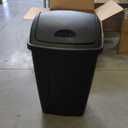 Trash Can, Plastic Swing Top Kitchen Trash Can,Heavy Duty Garbage bin with lid,Odor-Proof & Leak-Proof Design for Home, Office, or Bathroom (Black)  Size : 28"x 9"x13.5"