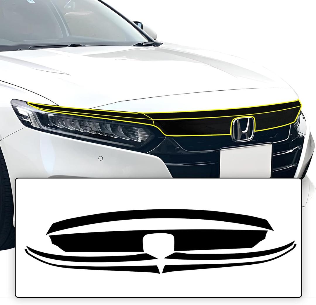 BOGAR TECH DESIGNS for Honda Accord 2018-2022 Front Chrome Delete  Precut Vinyl Overlay Kit, Gloss Black Blackout Trim