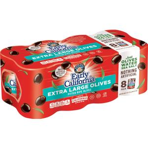 Early California Extra Large Ripe Pitted Olives, Pack of 8, 6 oz Cans (EXP 01/29/29)