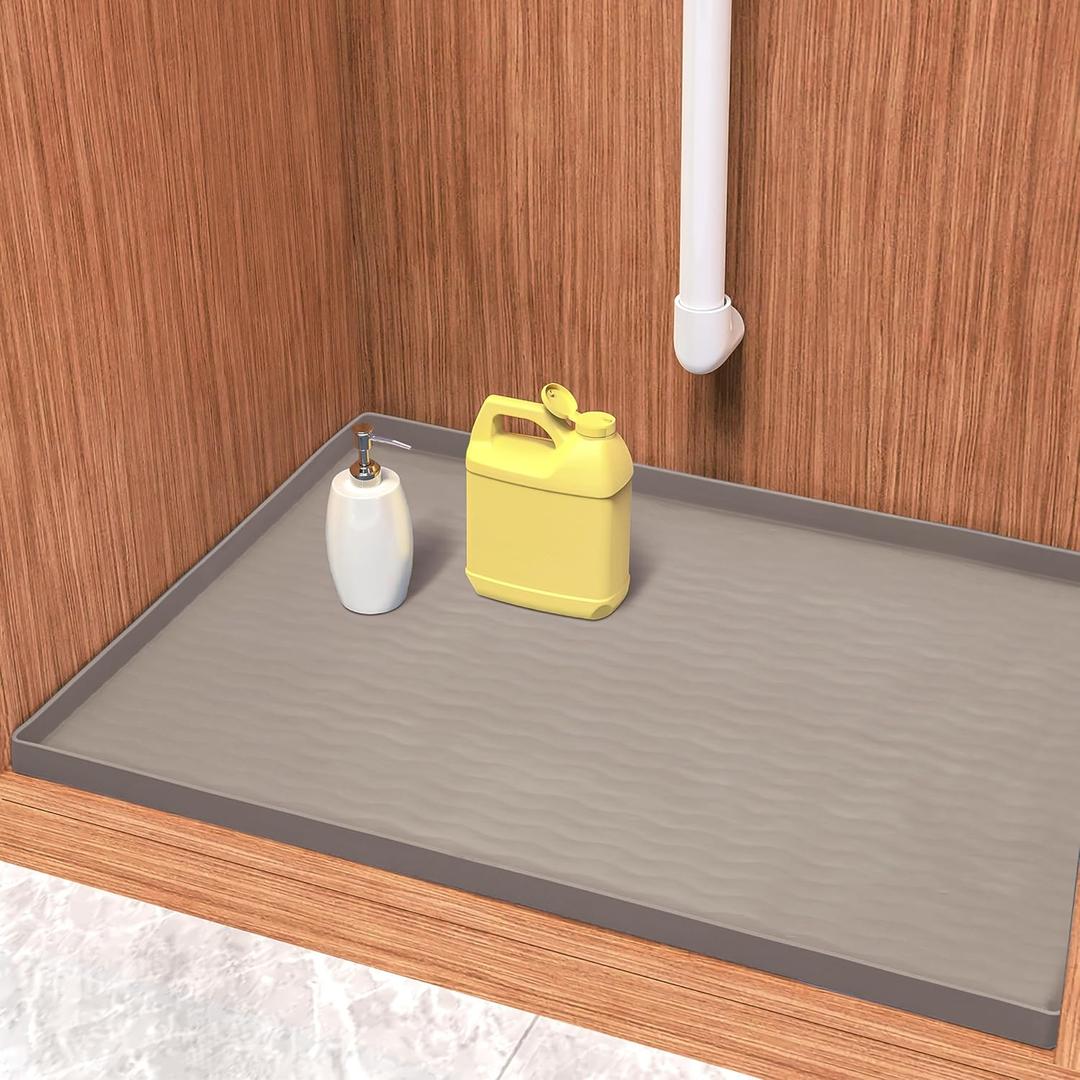 URMONA 19'' x 23'' Waterproof Silicone Under Sink Mat Cabinet and Counter Protector, Shelf Liner for Kitchen and Bathroom, Storage and Organizers, Litter Mat, Pet Cat Puppy Essentials