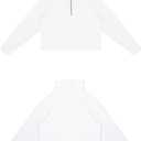 THE GYM PEOPLE Womens' Half Zip Pullover Fleece Stand Collar Crop Sweatshirt with Pockets Thumb Hole (White, S)