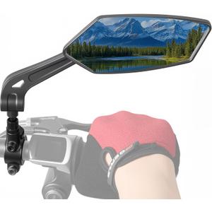 Bike Mirror Handlebar Mount 360 Adjustable Blue, Wide Rear View Mirror Bicycle Mirrors for Handlebars with Scratch Resistant Glass, Bike Rear View Mirror for Scooter, Motorcycle, Bike Accessory Right