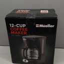 Mueller 12-Cup Drip Coffee Maker - Borosilicate Carafe, Auto-Off, Reusable Filter, Anti-Drip, Keep-Warm Function, Clear Water Level Window Coffee Machine, Kitchen Essentials & Accessories (Black)