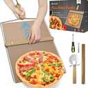 Sliding Pizza Peel, Pizza Slider Paddle with Pizza Cutter Rocker, Non-Stick Pizza Peel Slider with Handle Detachable Transfers pizza shovel, 12" Stainless Steel Sliding Pizza Peels with Baking cloth