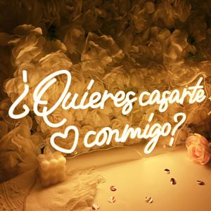 SYLHOME Large quieres casarte conmigo? Led Neon Light Sign Spanish Will You Marry Me Wedeing Wall Sign Decor Bridal Shower Banner Backdrop 12V Powered 23.6" X 10.3"