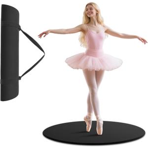 31" Portable PU Dance Floor - 0.5" Thick Shock-Absorbing Non-Slip Surface | Odorless Ballet & Tap Practice Mat for Jazz/Figure Skating Training | Practice Pirouette, Black
