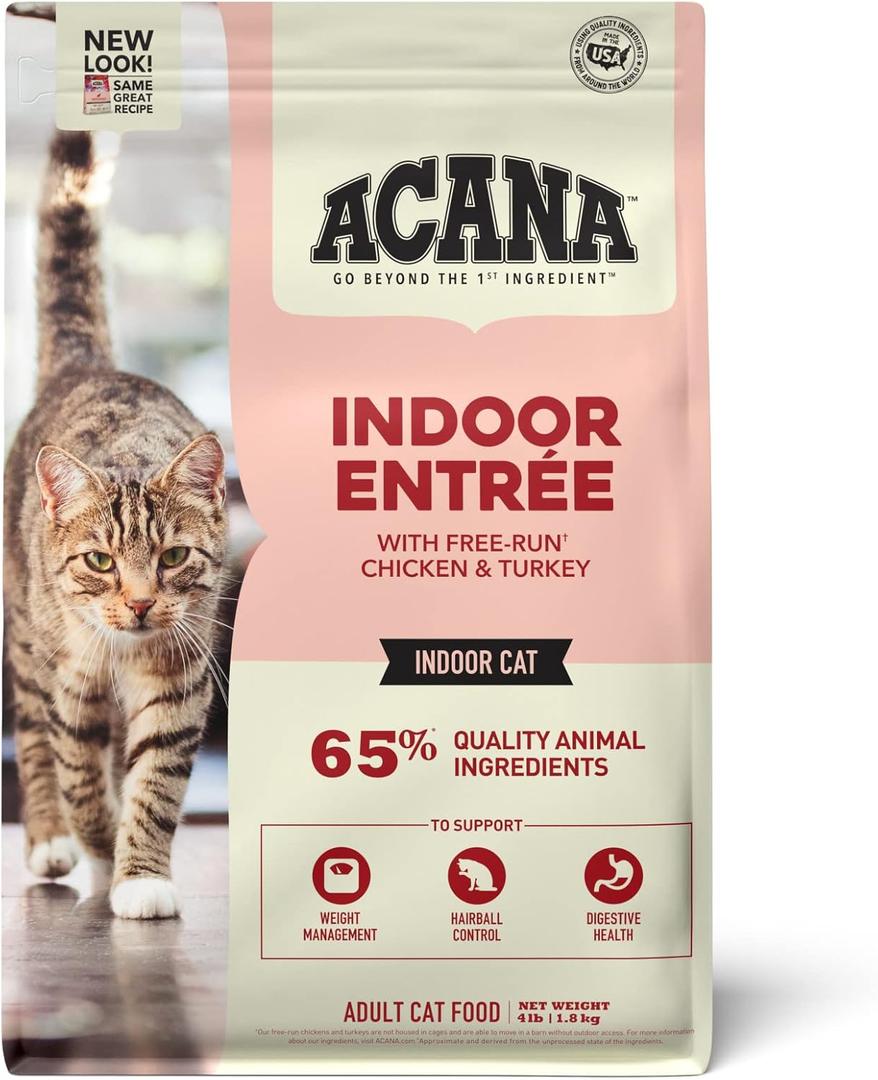 ACANA Dry Cat Food for Indoor Cats Indoor Entre Chicken Turkey Whole Herring and Rabbit 4lb Bag (EXP 02/28/26)
