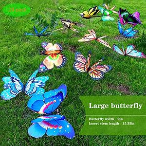 Giant Butterfly Garden Stakes Decorations Outdoor 3D Butterflies Lawn Decorative Yard Decor Patio Accessories Ornaments PVC Gardening Art Christmas Whimsical Gifts (Pack of 24)