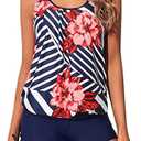 Yonique Blouson Tankini Swimsuits for Women 2 Piece Bathing Suits Tops with Boyshorts Modest Loose Fit Swimwear,M