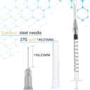 50 Pack Luer Lock 1ml 27Ga - 1 Inch Sample Measuring Syringe Lab Supplies, Individually Sealed Wrapped