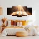 CXHOSTENT Jesus Canvas Wall Art 5 Piece Holy Bible and Sunset Pictures Prints God Poster Christian Spiritual Paintings for Office Prayer Room Decor (Jesus-2, 16"x24"x2, 16"x32"x2, 16"x40"x1)