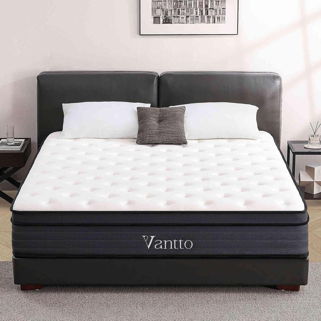 Queen Size Mattress, 12 Inch Individual Pocket Springs Hybrid Memory Foam Mattress in a Box for Pressure Relief, Motion Isolation, CertiPUR-US