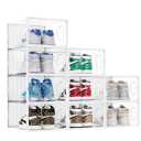Larger Shoe Storage Boxes Organizers for Closet 9 Pack, Fit Size 11, Clear Plastic Stackable Sneaker Containers for Entryway, Space Saving Shoe Rack Bin Holder
