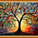Foxdiviy Stamped Cross Stitch Kits for Beginners Full Range of Cross Stitching 11 CT Printed Cross Stitch Kits for Adults Cross Stitch Patterns Needlepoint Kits-Van Gogh's Tree 16x20 inch
