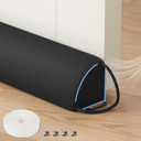 MAGZO Door Draft Stopper 32 Inches, Weighted Triangular Door Snake for Winter Noise Blocker with Hook Loops,Black