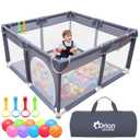 Orian Baby Playpen 50x50 Large Playpen for Babies and Toddlers, Oxford Fabric, Indoor & Outdoor Play Pen, 10 Colorful Balls, 4 Pull Up Rings, Carry Bag