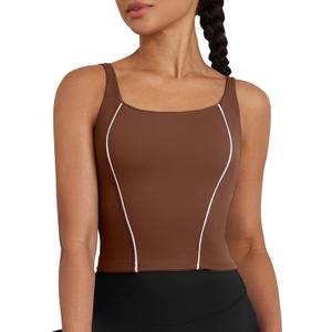 XUNYU Longline Sports Bras for Women Supportive Workout Tank Tops with Built in Bra Running Crop Yoga Top Open Back (Medium)