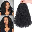 Unionbeauty 12 Inch Yanky Twist Crochet Braids Hair 8Packs Natural Black Pre-twisted Micro Passion Twist Crochet Hair Pre-looped Micro Spring Twist Crochet Braids Synthetic Crochet Hair Extensions 1B#