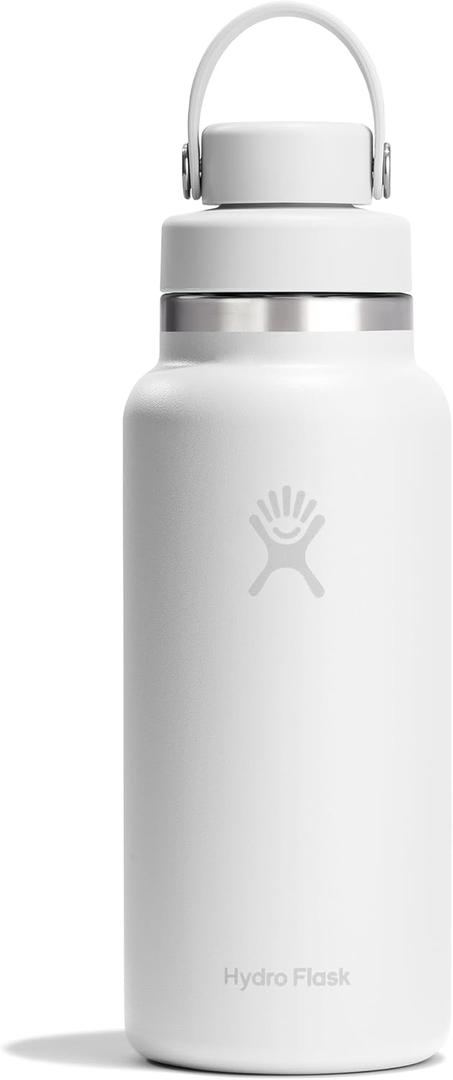 Hydro Flask Water Bottle - Insulated Stainless Steel - Wide Mouth Flex Chug Lid, Non Spill, Leakproof in 32 Oz Tonal White