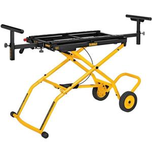 DEWALT Miter Saw Stand With Wheels, 32-1/2 in. x 60 in Foldable Rollling Stand, Adjustable Height, Durable Steel, 8 ft. Material Support, Universal Mounting Rails (DWX726)