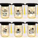 6 Sets 2026 Graduation Centerpieces for Tables, Mason Jar Centerpieces with Graduation Caps, Money Jars for College High School Congrats Grad Party Decor Supplies (Black)