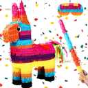 Poen 21 inches Large Rainbow Donkey Piata Multicolor Party Donkey Piata 21 x 15.7 x 6 Inches Mexican Theme Party Decoration Carnivals Festivals, Taco Tuesday Event Birthdays, Cinco De Mayo
