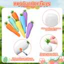 Gemscream 72 Pcs 5 Inch Easter DIY Foam Carrot Unfinished Kits White Simulated Polystyrene Craft Bulk Carrot DIY Spring Paint Your Own with Artificial Grass for Easter Kitchen Party Basket Decor