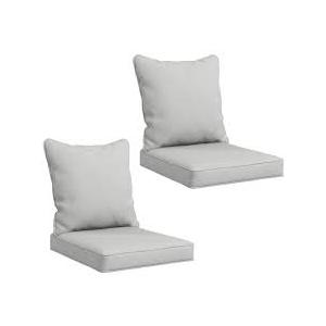 Summsun Outdoor Chair Cushions Set of 4, Waterproof Backrest and Deep Seat Cushion Set for Patio Furniture, Outdoor Sofa Replacement Cushions with Removable Cover, 24 x 24 Inch, Light Grey