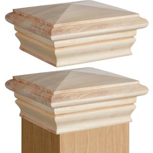 Geetery 2 Pcs 6 x 6 Inch (Actual 5.5'' x 5.5'') Wood Newel Post Cap Fence Post Cap for 5-5/8 Fence Topper Top Resistant Decking Caps for Outdoor Fences, Mailboxes and Decks 
