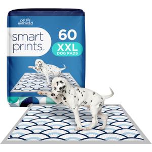 Pet Life Unlimited Smart Prints XXL Puppy Pads for Dogs, Potty Training Pee Pads, 60 Count, 30" x 36", Leak-Proof, Super Absorbent, Quick-Dry, Patterned Pads with Odor Control, Made in USA