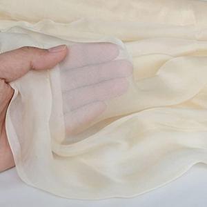 ShashaMurat Soft 100% Mulberry Silk Chiffon Fabric Width 55” Solid Color 6m/m for Decoration, DIY Sewing Clothes by The Meter (Beige)