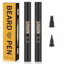 Beard Pencil Filler Kit - 4 Tip Pen and Brush for Men, Facial Hair Enhancer and Mustache Shaper (2 Black Pens)
