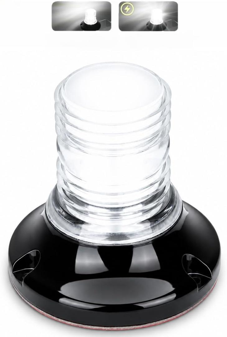 Anchor Light, Flash+Constant Boat LED Stern Light, All-Round Super Bright Marine Navigation Signal Light, Surface Mount White LED Marine Lighting Kit for Fishing Yacht Sailboat BassBoats
