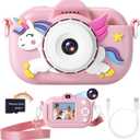 ZUODUN Kids Camera Toys for Girls Age 3-8, Kids Digital Camera Toddler Camera for 3 4 5 6 7 8 Years Old Birthday Gifts, 1080P Video with Cute Protective Cover & 32GB SD Card (Pink)