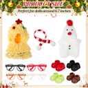 2 Sets Christmas 17 cm/6.7 Inch Doll Clothes Outfits Accessories Dolls with Shoes Glasses Costume Stylish Adorable Dress up for Christmas Winter Holiday Decor Gifts(Cute Style)
