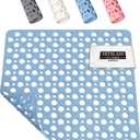 HITSLAM Shower Mat Anti Slip, 21x21 Inch Square Bath Mat for Tub Non Slip with Suction Cups and Drain Holes, Machine Washable Bathroom Shower Stall Floor Mat, Soft on Feet, Blue