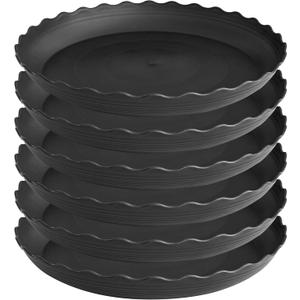 6 Pack of 12 inch Plant Saucer Plant Tray, Plastic Plant Saucer, Heavy Duty Plant Tray for Pots, Plant Saucers for Indoors Planter, Garden Water Plate Bowls (Black)