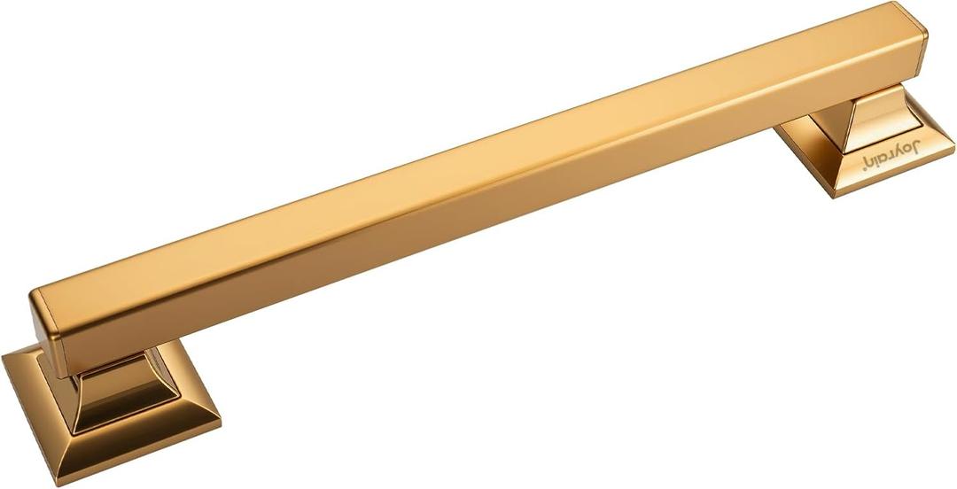 Joyrain Stainless Steel Square Grab Bar - ADA Compliant 500lb Weight Limit, 16/24/32 Inch Bathroom Safety Rail for Seniors & Disabled (Matte Gold, 24 inch)