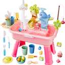 2026 Upgraded Water Table for Toddlers 3+, Water Table for Kids Ages 4-8 with Pump, Play Sink with Running Water, Kitchen Sink for Toddlers, Fishing Game and Outside Sensory Toys (Pink)