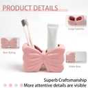 Bow Toothbrush Holder 2-Slot Toothbrush and Toothpaste Holder Cute Toothbrush Holder Set, Bathroom Counter Organizer for BathroomElectric Toothbrushes, Floss, Razors - Pink