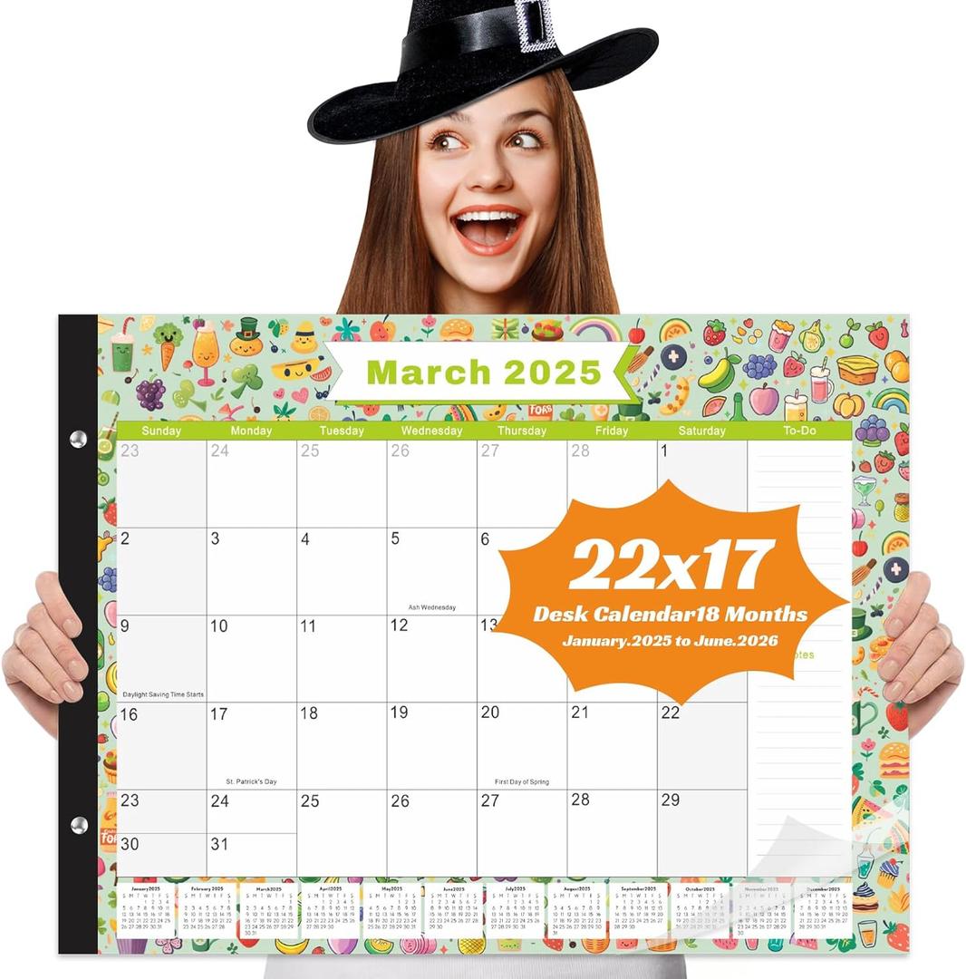 Gannyfer Large Desk Calendar 2025-2026 - 18 Month Calendar Jan 2025 - Jun 2026, 22" x 17" Desk Pad Calendar with to-do List, Thick Paper with Corner Protectors, Large Ruled Blocks