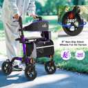Walkers for Seniors, Rollator Walker with Seat, 350 lb Weight Capacity, 18" Big Seat, 8" All-Terrain Wheels, 6-Level Adjustable Height, Lightweight Aluminum Frame Rollator Walkers for Seniors (Purple)
