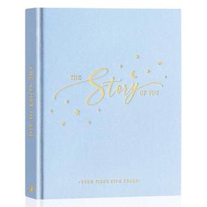 Lanpn Baby Memory Book - Linen Baby Book Memories Keepsake - The Story of You - Newborn Baby First 5 Year Journal Scrapbook Photo Book Milestone Album for Boy Girl New Parents (Blue, 154 Pages)