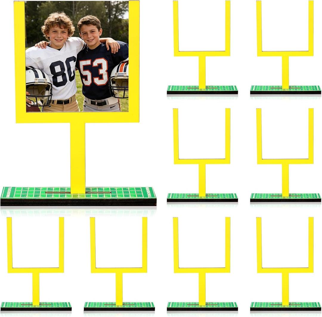 8 Pcs Football Goal Post Table Centerpieces Football Party Decorations 4 x 6 Inch Wooden Photo Frame Rugby Goal Post Accessories for Table Centerpieces with Base for Sport Games Fans Birthday Supplies