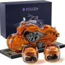 Kollea Birthday Gifts for Men Dad, Motorcycle Whiskey Decanter Set with 2 Glasses, Liquor Dispenser for Home Bar, Unique Gift for Him, Father, Boyfriend, Anniversary, Biker & Motor Lover, Christmas (Clear)
