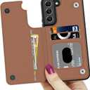 LETO Galaxy S23 Case,Luxury Flip Folio Leather Wallet Case Cover with Card Slots and Kickstand for Girls Women,Protective Phone Case 6.1" Brown