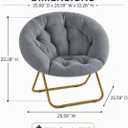 Simple Deluxe Cozy Chair, Faux Fur Saucer Chair for Bedroom, Comfy Foldable Moon Chair, Round Fluffy Chair for Living Room, Fuzzy Saucer Chairs for Adults Room, Gray