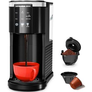 Single Serve Coffee Maker, 2 in 1 Coffee Machine for K-Cup & Ground Coffee, 6 to 14oz Brew Sizes, Self-cleaning Pod Coffee Makers with 40oz Removable Water Reservoir, LCD Screen, Black
